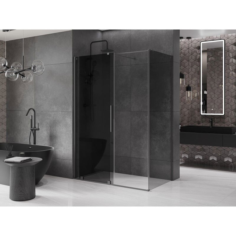 Mexen Velar Sliding Shower Enclosure 140 x 85 cm, Graphite, Gun Metal - 871-140-085-41-95