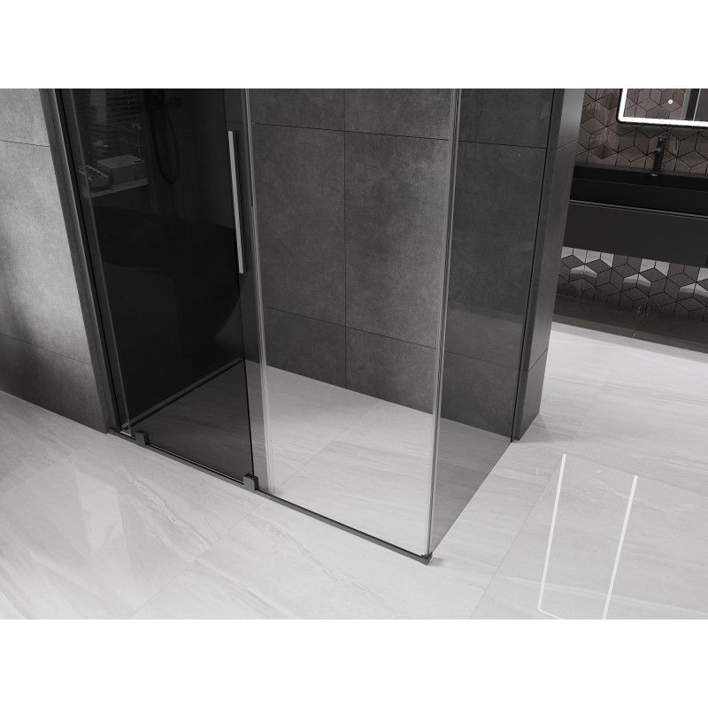 Mexen Velar Sliding Shower Enclosure 140 x 80 cm, Graphite, Gun Metal - 871-140-080-41-95