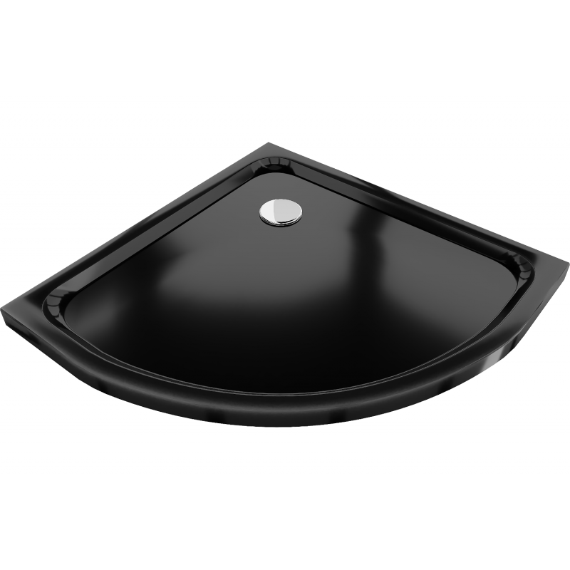 Mexen Flat semi-circular slim shower tray 70 x 70 cm, black, chrome drain - 41707070