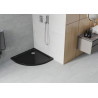 Mexen Flat semi-circular slim shower tray 80 x 80 cm, black, chrome siphon - 41708080