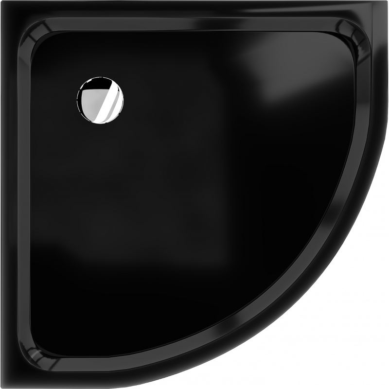 Mexen Flat slim semi-circular shower tray 80 x 80 cm, black, chrome siphon - 41708080