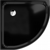 Mexen Flat semi-circular slim shower tray 80 x 80 cm, black, chrome siphon - 41708080