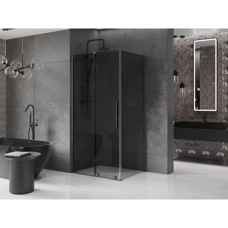 Mexen Velar Sliding Shower Enclosure 140 x 90 cm, Graphite, Gun Metal - 871-140-090-41-95