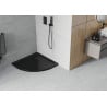 Mexen Flat semi-circular slim shower tray 80 x 80 cm, black, black siphon - 41708080B