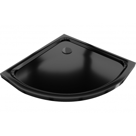 Mexen Flat Slim Semi-Circular Shower Tray 70 x 70 cm, Black, Black Syphon - 41707070B