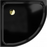 Mexen Flat semi-circular shower tray slim 90 x 90 cm, black, gold siphon - 41709090G