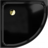Mexen Flat semicircular slim shower tray 90 x 90 cm, black, gold siphon - 41709090G