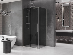 Mexen Velar sliding shower enclosure 90 x 70 cm, graphite, brushed nickel - 871-090-070-41-97