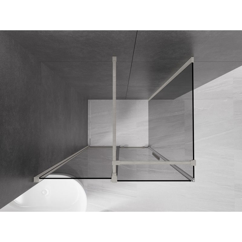 Mexen Velar Sliding Shower Enclosure 100 x 80 cm, Graphite, Brushed Nickel - 871-100-080-41-97