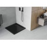 Mexen Flat slim square shower tray 80 x 80 cm, Black, Black siphon - 40708080B