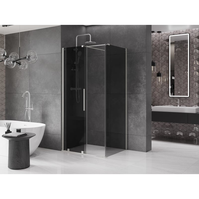 Mexen Velar sliding shower cabin 120 x 90 cm, graphite, brushed nickel - 871-120-090-41-97