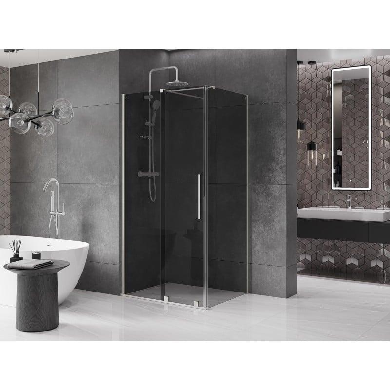 Mexen Velar sliding shower enclosure 110 x 80 cm, graphite, brushed nickel - 871-110-080-41-97