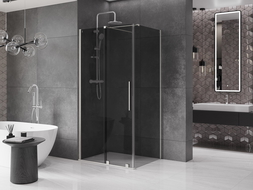 Mexen Velar sliding shower cabin 130 x 80 cm, graphite, brushed nickel - 871-130-080-41-97