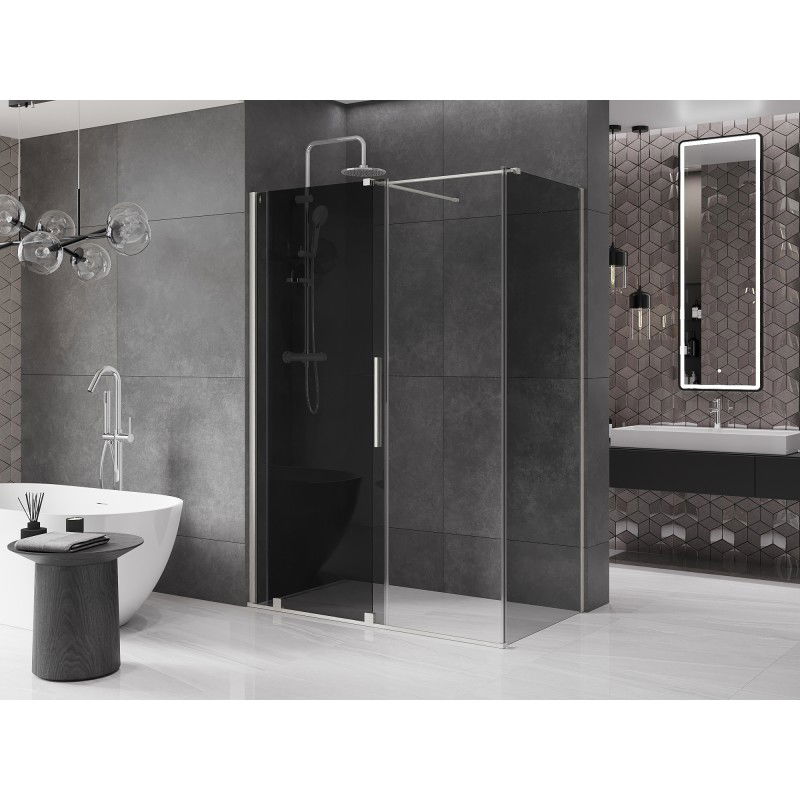 Mexen Velar sliding shower cabin 130 x 75 cm, graphite, brushed nickel - 871-130-075-41-97