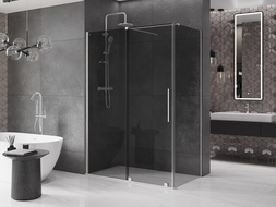 Mexen Velar sliding shower enclosure 140 x 80 cm, graphite, brushed nickel - 871-140-080-41-97