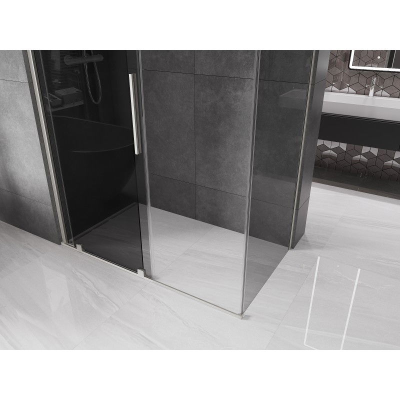 Mexen Velar sliding shower enclosure 130 x 70 cm, graphite, brushed nickel - 871-130-070-41-97
