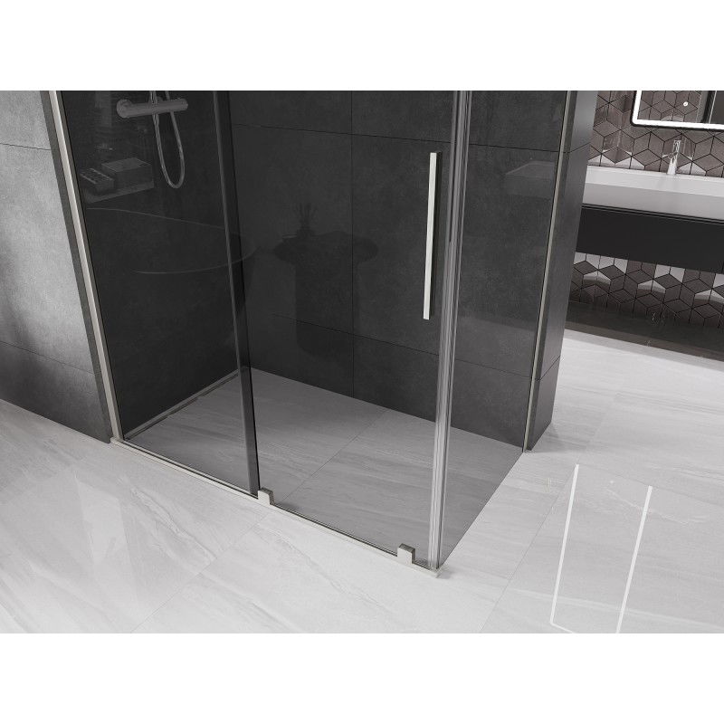 Mexen Velar sliding shower cabin 130 x 75 cm, graphite, brushed nickel - 871-130-075-41-97