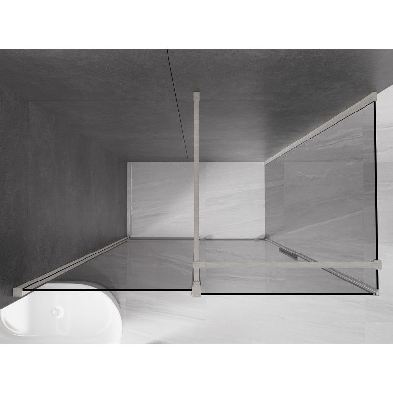 Mexen Velar Sliding Shower Enclosure 140 x 75 cm, Graphite, Brushed Nickel - 871-140-075-41-97
