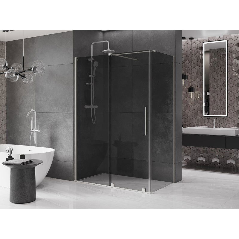 Mexen Velar sliding shower cabin 160 x 85 cm, graphite, brushed nickel - 871-160-085-41-97