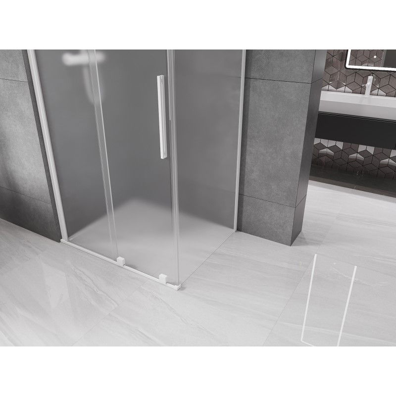 Mexen Velar sliding shower enclosure 100 x 70 cm, frost, white - 871-100-070-31-20