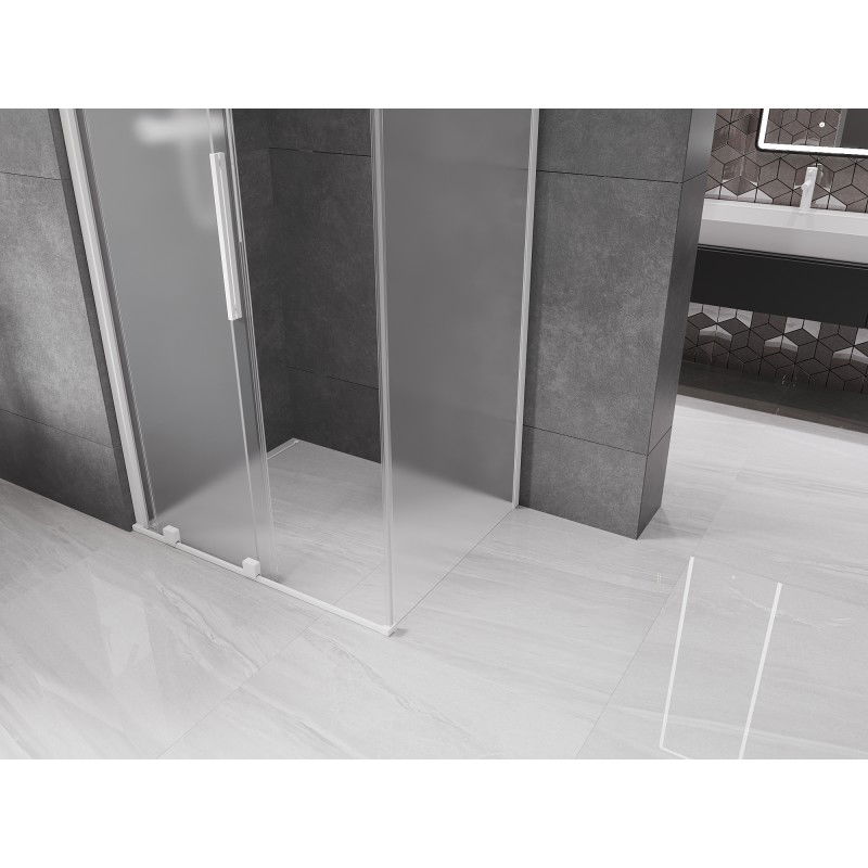 Mexen Velar sliding shower cabin 100 x 75 cm, frosted, white - 871-100-075-31-20