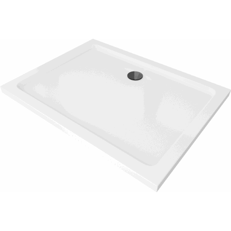 Mexen Flat slim rectangular shower tray 80 x 70 cm, White, Black siphon - 40107080B