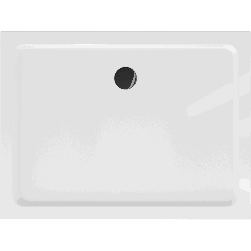 Mexen Flat rectangular slim shower tray 80 x 70 cm, white, black siphon - 40107080B