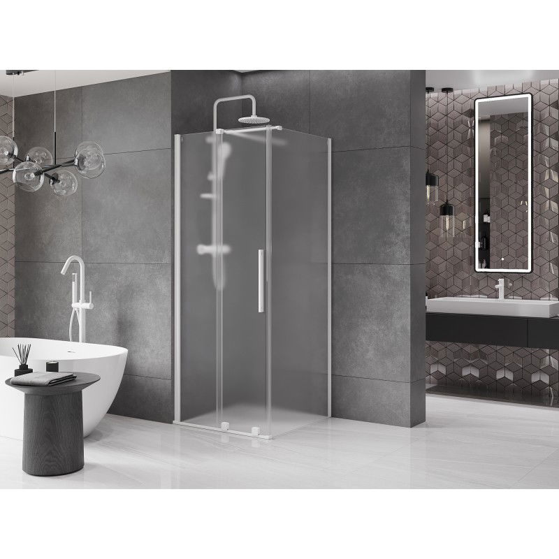 Mexen Velar sliding shower cabin 90 x 90 cm, frost, white - 871-090-090-31-20