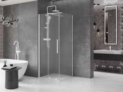 Mexen Velar sliding shower enclosure 110 x 110 cm, frost, white - 871-110-110-31-20