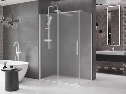 Mexen Velar sliding shower cabin 140 x 70 cm, frost, white - 871-140-070-31-20