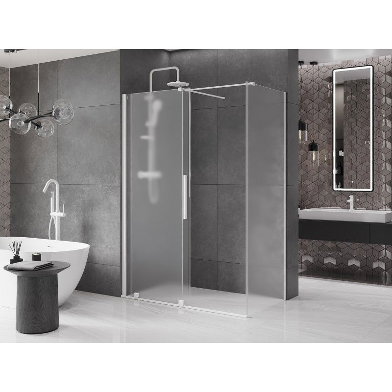 Mexen Velar sliding shower cabin 150 x 70 cm, frost, white - 871-150-070-31-20