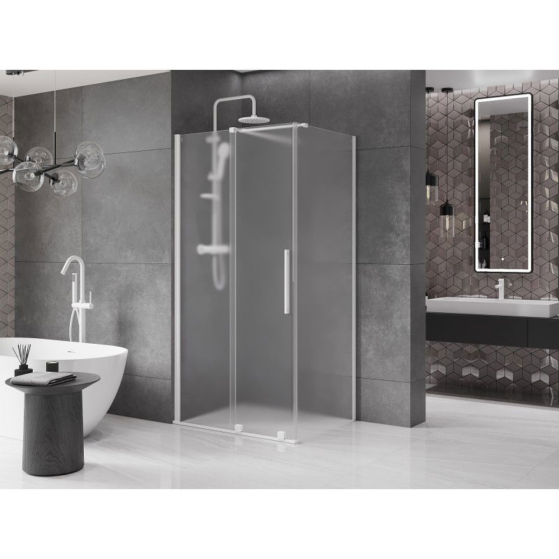 Mexen Velar sliding shower cabin 130 x 90 cm, frost, white - 871-130-090-31-20