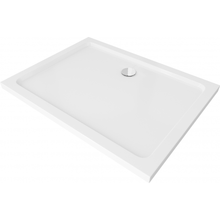 Mexen Flat slim rectangular shower tray 80 x 70 cm, White, chrome siphon - 40107080