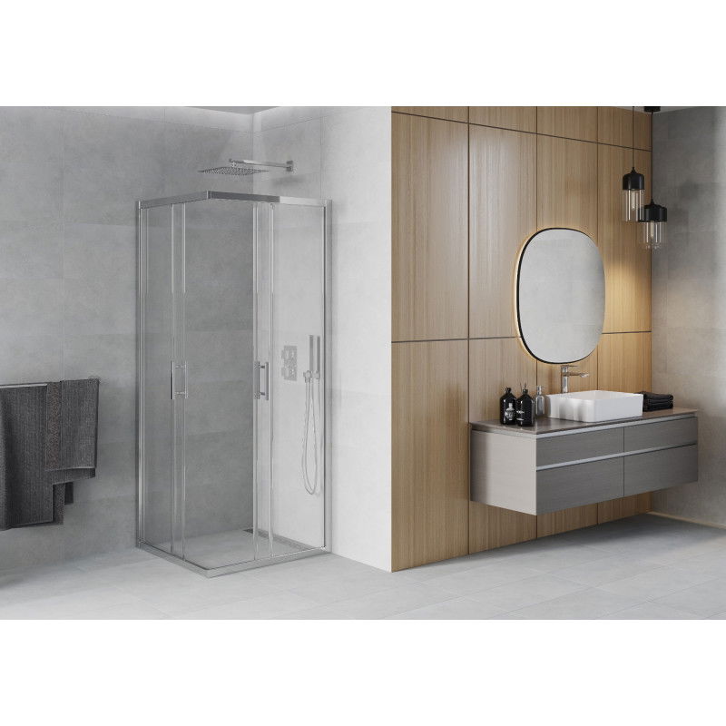 Mexen Rio 70 x 70 cm Square Shower Enclosure, Transparent, Chrome - 860-070-070-01-00