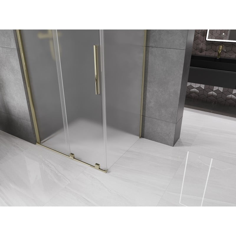 Mexen Velar sliding shower enclosure 100 x 90 cm, frosted, gold - 871-100-090-31-50