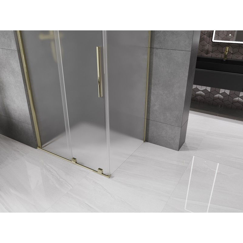 Mexen Velar sliding shower cabin 110 x 90 cm, frost, gold - 871-110-090-31-50