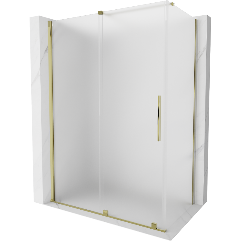 Mexen Velar sliding shower cabin 130 x 70 cm, frost, gold - 871-130-070-31-50