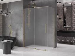 Mexen Velar Sliding Shower Enclosure 140 x 85 cm, Frosted, Gold - 871-140-085-31-50