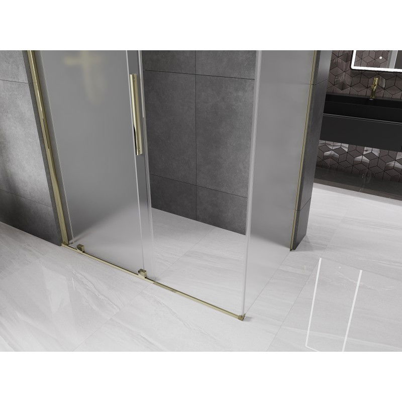 Mexen Velar sliding shower cabin 150 x 75 cm, frost, gold - 871-150-075-31-50