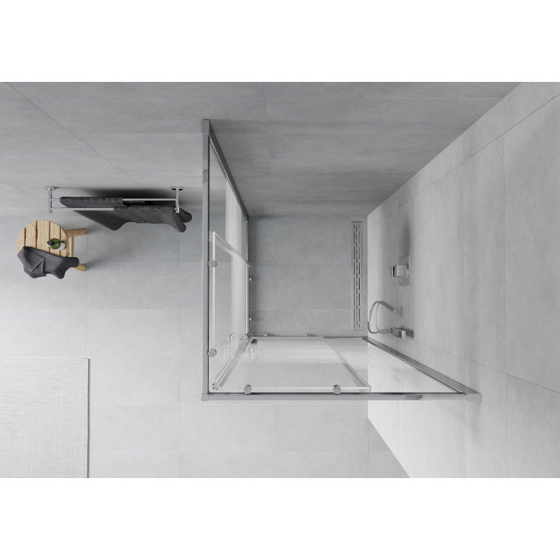 Mexen Rio 80 x 80 cm Square Shower Cabin, White Stripes, Chrome - 860-080-080-01-20
