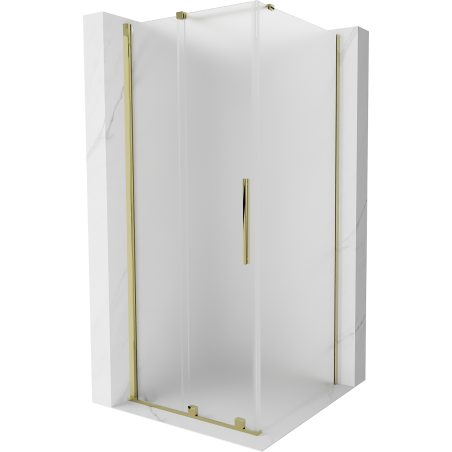 Mexen Velar sliding shower enclosure 100 x 100 cm, frost, gold - 871-100-100-31-50