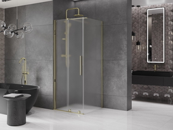 Mexen Velar sliding shower cabin 120 x 120 cm, frost, gold - 871-120-120-31-50