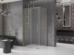 Mexen Velar Sliding Shower Cabin 140 x 100 cm, Frosted, Gold - 871-140-100-31-50