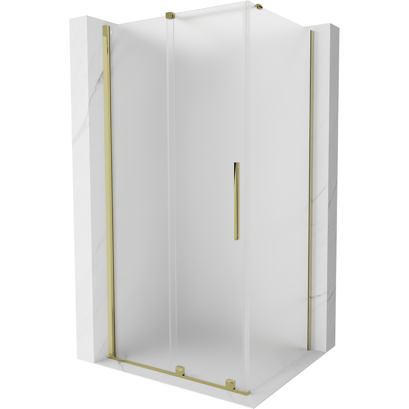 Mexen Velar Sliding Shower Cabin 140 x 100 cm, Frosted, Gold - 871-140-100-31-50