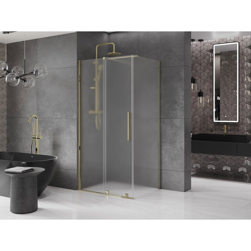 Mexen Velar sliding shower enclosure 140 x 90 cm, frost, gold - 871-140-090-31-50