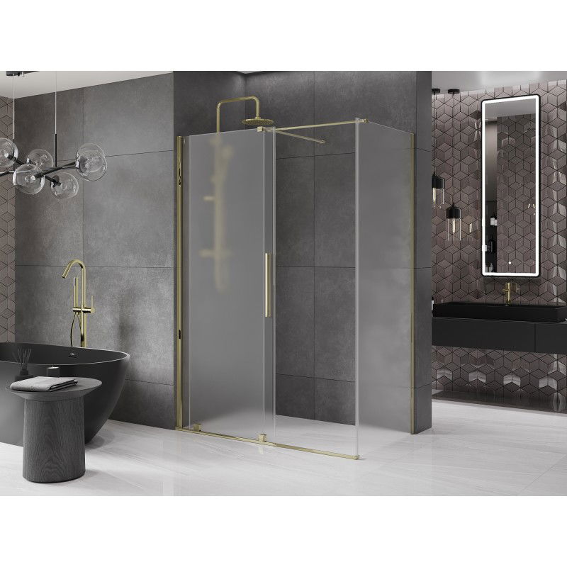 Mexen Velar sliding shower enclosure 160 x 75 cm, frosted, gold - 871-160-075-31-50