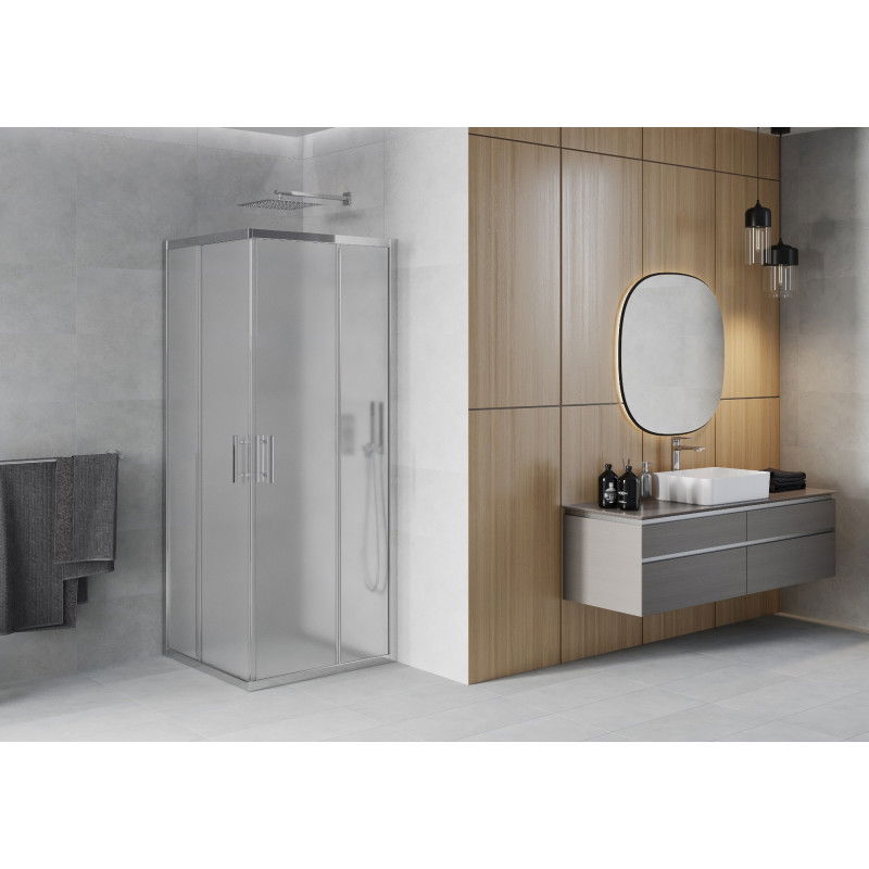 Mexen Rio Square Shower Enclosure 90 x 90 cm, Frosted, Chrome - 860-090-090-01-30