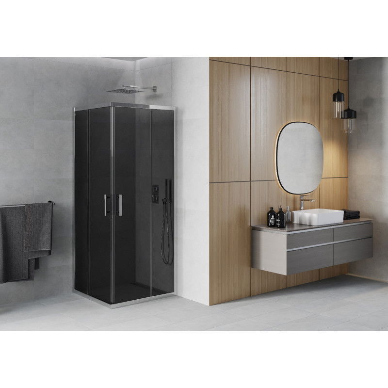 Mexen Rio square shower cabin 70 x 70 cm, graphite, chrome - 860-070-070-01-40