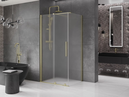 Mexen Velar Sliding Shower Enclosure 120 x 75 cm, Frosted, Brushed Gold - 871-120-075-31-55