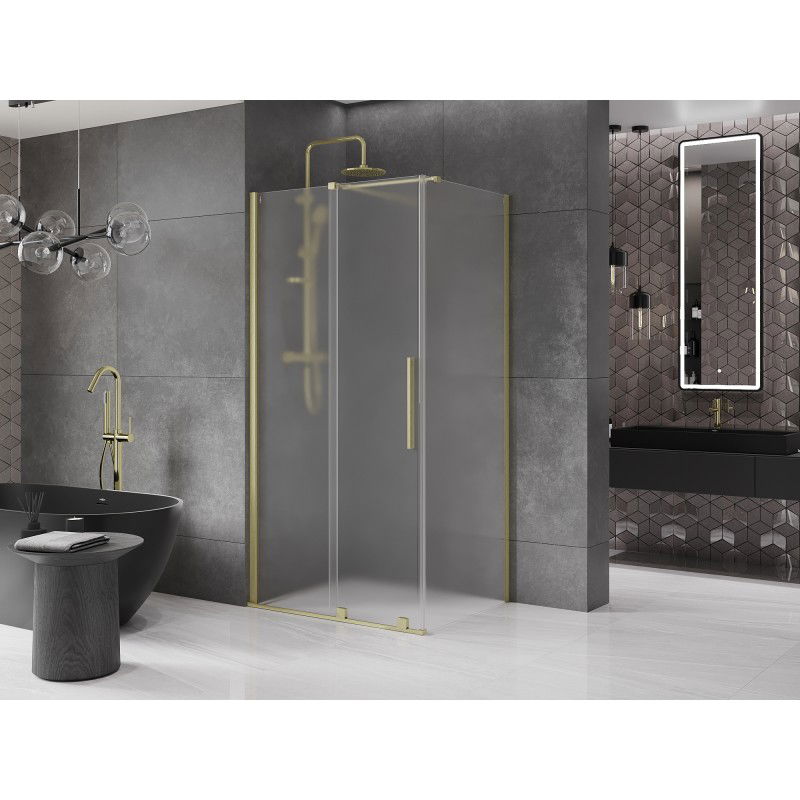 Mexen Velar sliding shower enclosure 110 x 100 cm, frosted, brushed gold - 871-110-100-31-55